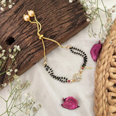 Vriksham AD Stone Double Floral Mangalsutra Bracelet-Red-G18781